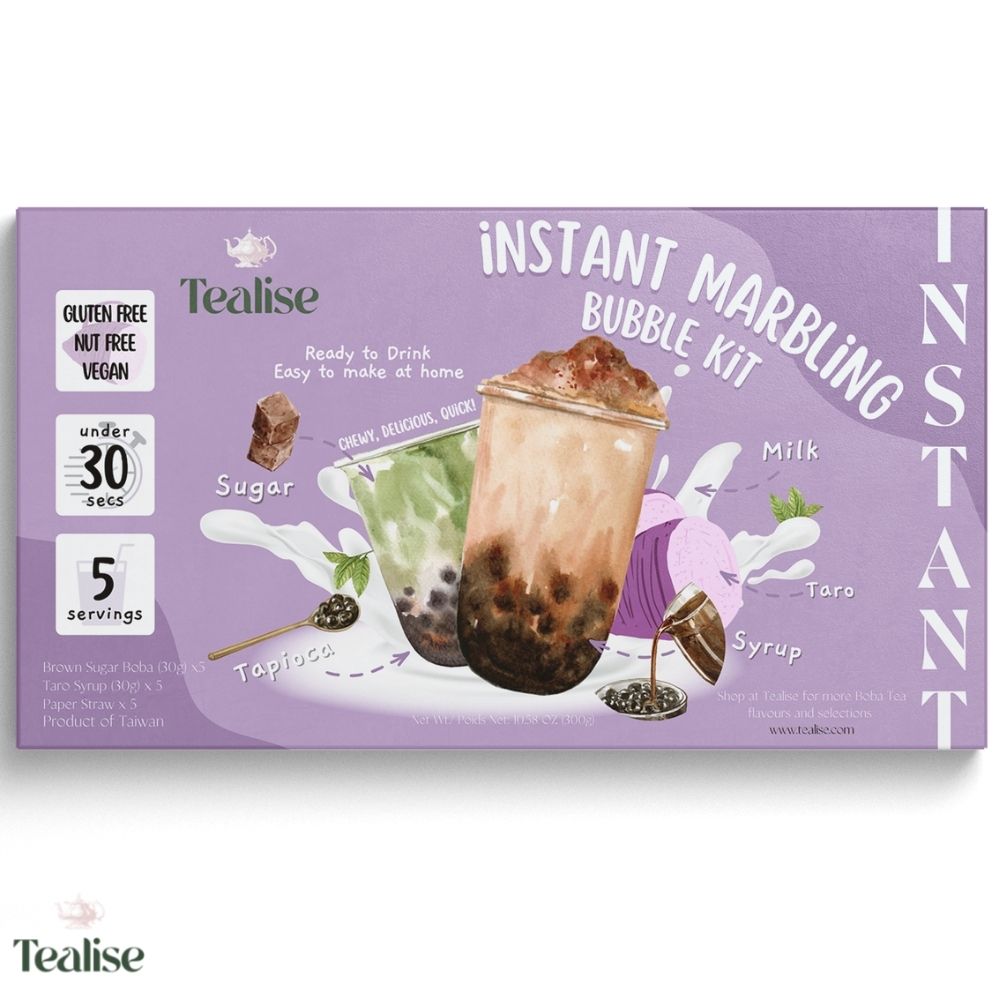 Tealise Instant Marbling Bubble Tea Kit DIY Boba/Bubble Tea Ready in 30 Seconds 5 Servings