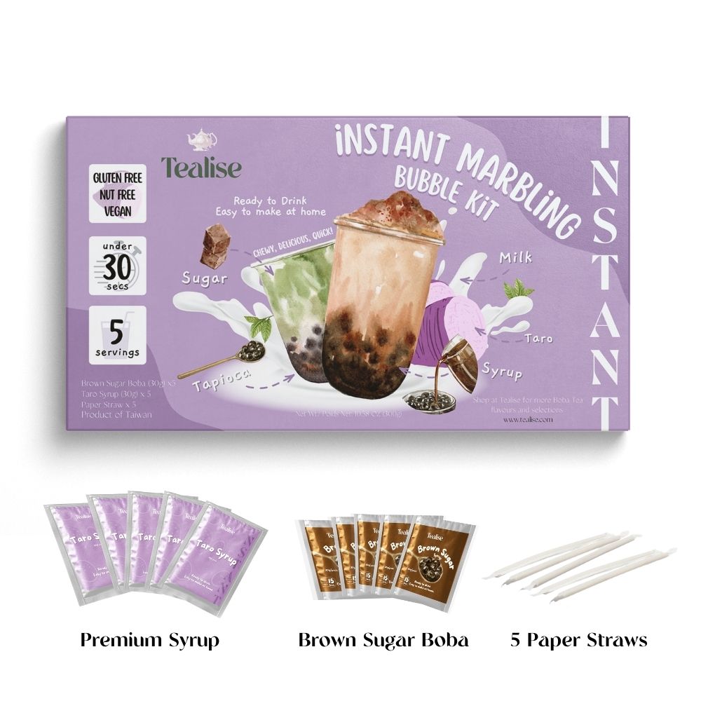 Tealise Instant Marbling Bubble Tea Kit DIY Boba/Bubble Tea Ready in 30 Seconds 5 Servings