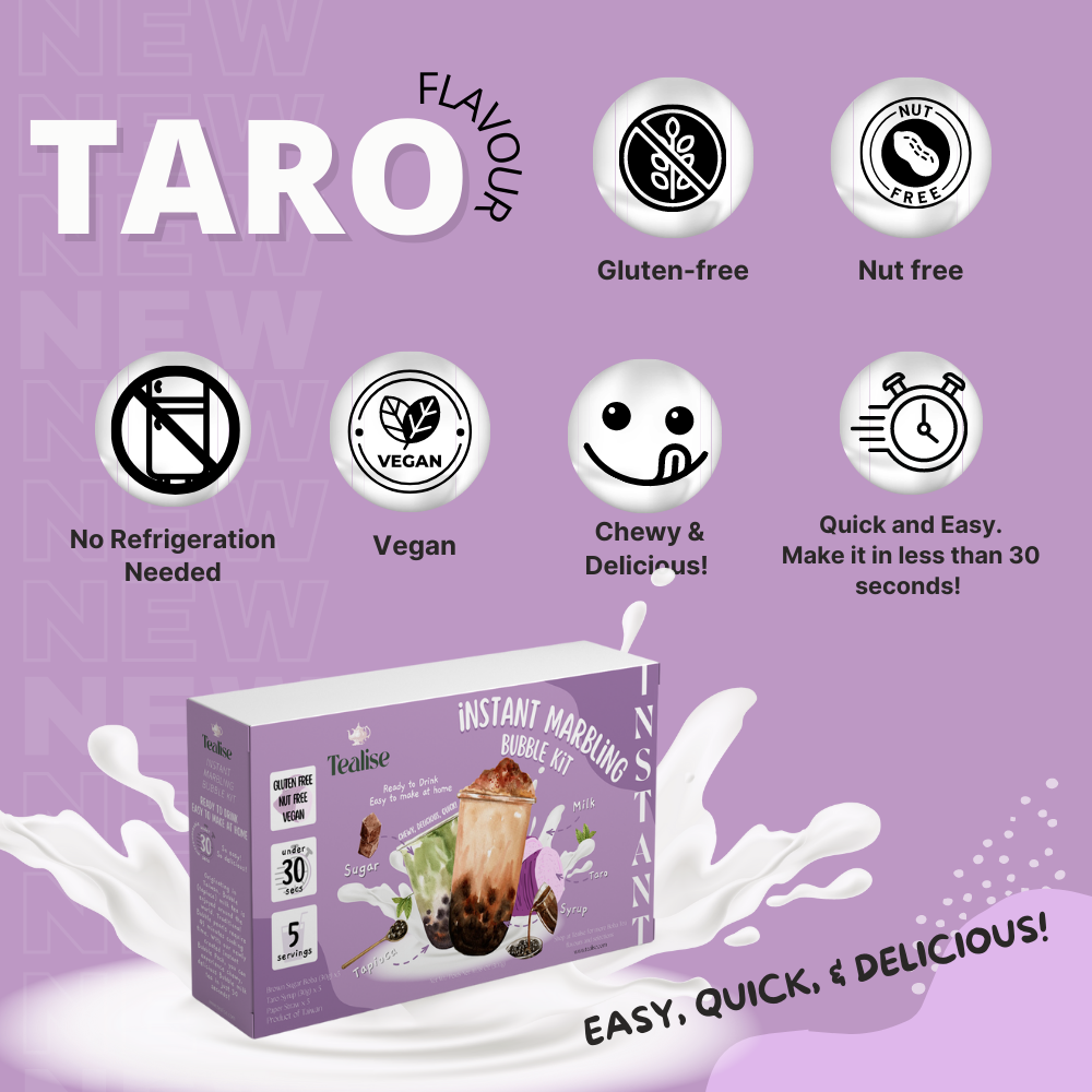 Tealise Instant Marbling Bubble Tea Kit DIY Boba/Bubble Tea Ready in 30 Seconds 5 Servings