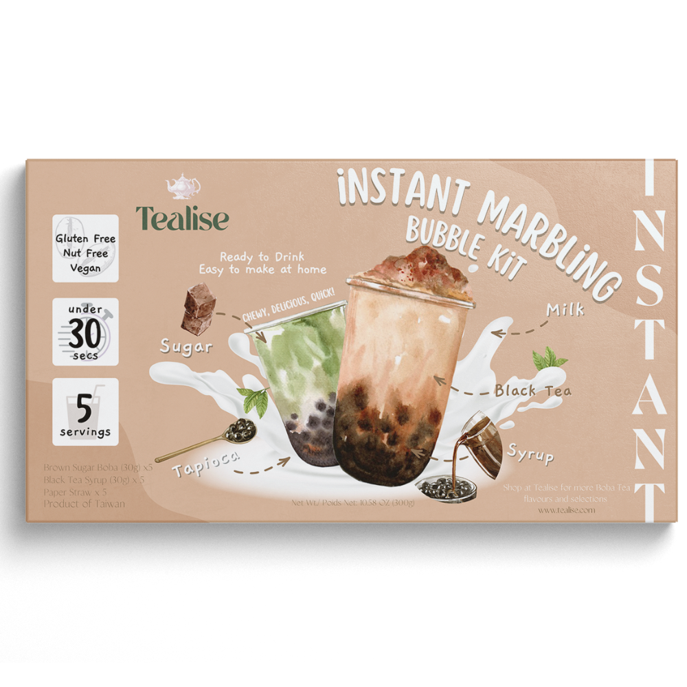Tealise Instant Marbling Bubble Tea Kit DIY Boba/Bubble Tea Ready in 30 Seconds 5 Servings