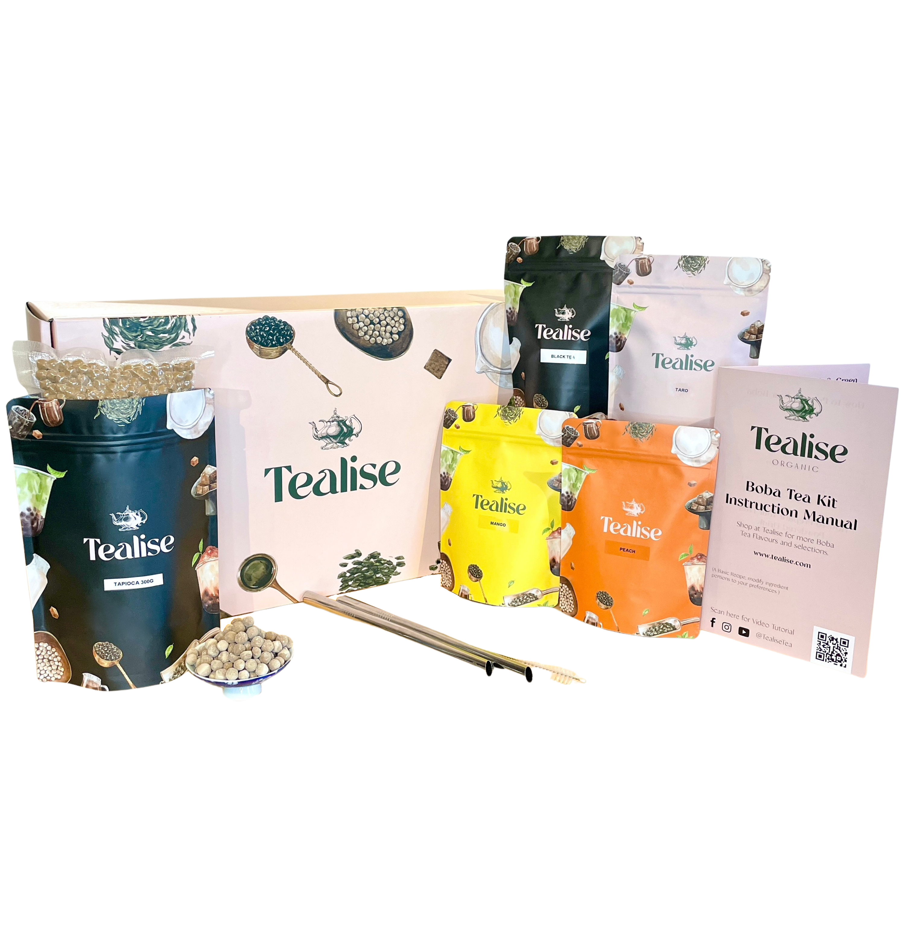 TEAliSe Best Selling Boba Tea 3 Flavors Kit Tea Boba Tapioca Gift Set